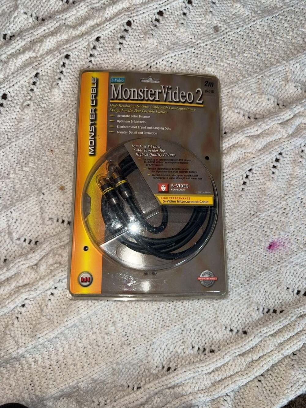 Monster Video 2 Cable for DVD, VCR, TV & Camcorders 6.6 Ft New